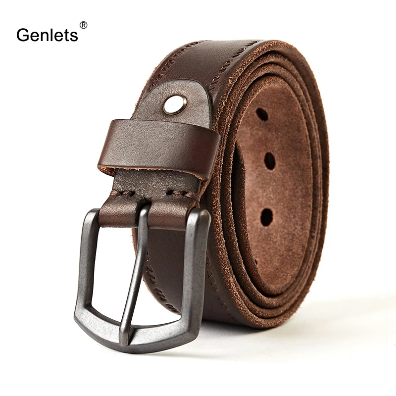 

crazy horse cowhide leather belt genuine leather belt for men brown color pin buckle jean's strap vintage cinto black pin buckle