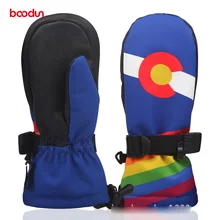Профессиональный Детская Зимняя Теплая Лыжная Прихватки для мангала Обувь для мальчиков/Обувь для девочек спортивные Водонепроницаемый ветрозащитные зимние варежки расширенные наручные Перчатки катания на лыжах