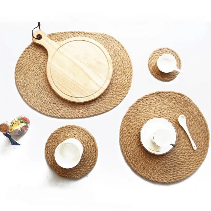 Japanese-style Cushions Placemat Kids For Dining Table Round Woven Heat Insulation Tablemat Handmade Pot Mat Kitchen Accessories Japanese-style Cushions Placemat Kids For Dining Table Round Woven Heat Insulation Tablemat Handmade Pot Mat Kitchen Accessories