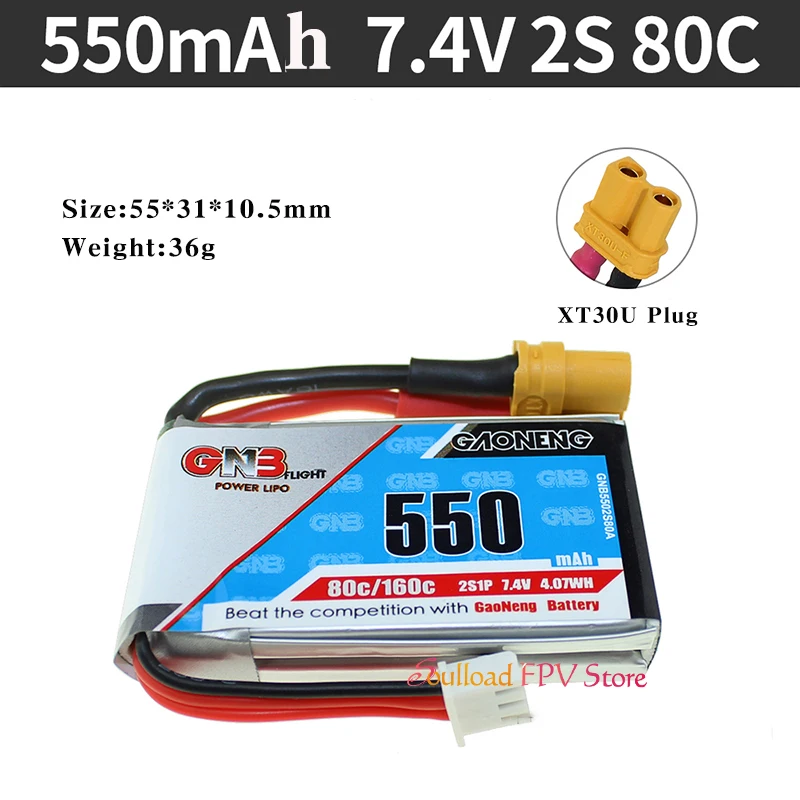 Gaoneng GNB 350/450/520/550/650 мАч 2S HV Lipo Батарея XT30 разъем для Beta75X дрона с дистанционным управлением с видом от первого лица