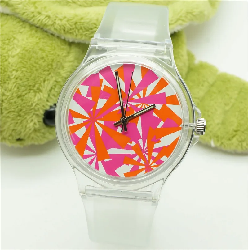 Новые модные роскошные простые Мини женские водонепроницаемые часы для девочек водонепроницаемые синие прозрачные конфеты желе для детей часы