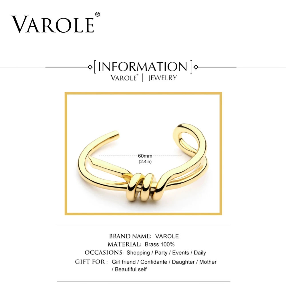 Goede VAROLE Elegante Knoop Manchet Armband Goud Kleur Armband Armbanden voor Vrouwen Armbanden Sieraden Groothandel Pulseiras