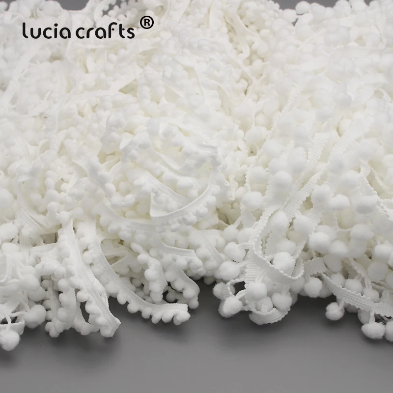 

Lucia crafts 5yards 10mm White Pom Pom Trim Tassels Ball Fringe Lace Ribbon DIY Sewing Garment Materials Accessories K0104