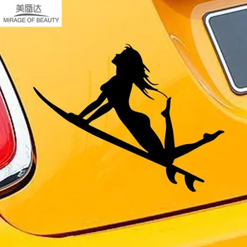 

18cm*11cm Funny People Sexy Girl Sea Sports Surfing Car Stickers Exterior Decoration Waterproof Vinyl Decals Plane Wall Sticker