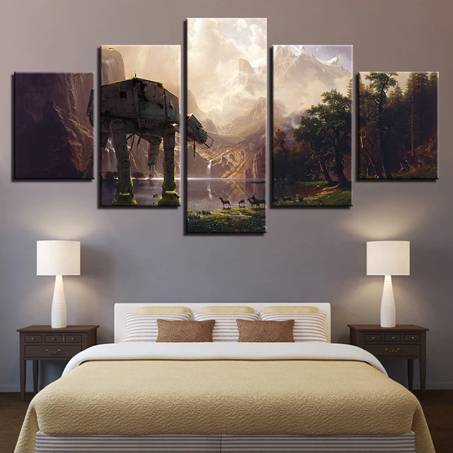 Canvas Pictures Modern Wall Art Prints Home Decor 5 Pieces Star Wars Robot Dog At Paintings Movie Landscape Posters Framework In Painting Canvas Pictures Modern Wall Art Prints Home Decor 5 Pieces Star Wars Robot Dog At