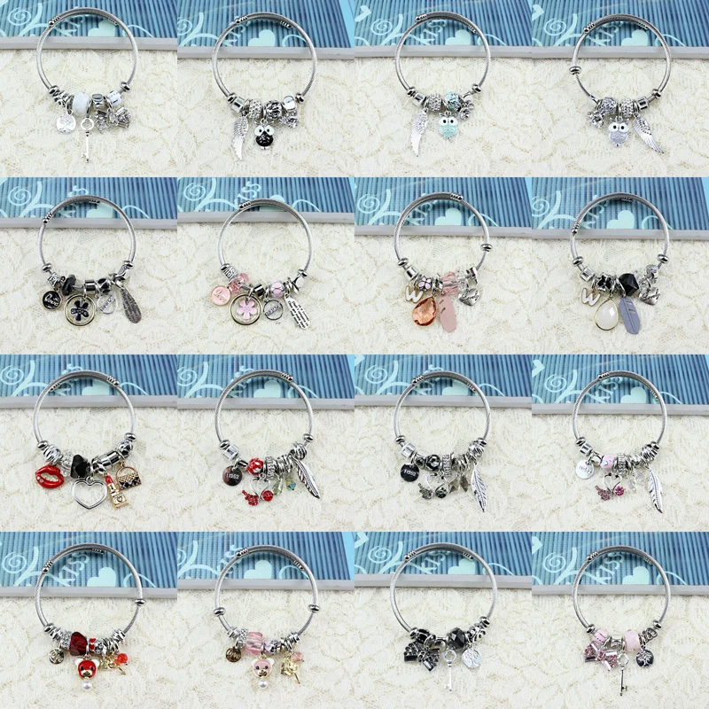 

Stainless Steel Pink Crystal Charm Silver Bracelets & Bangles Women With Aliexpress Murano Beads Silver Bracelets Femme Jewelry