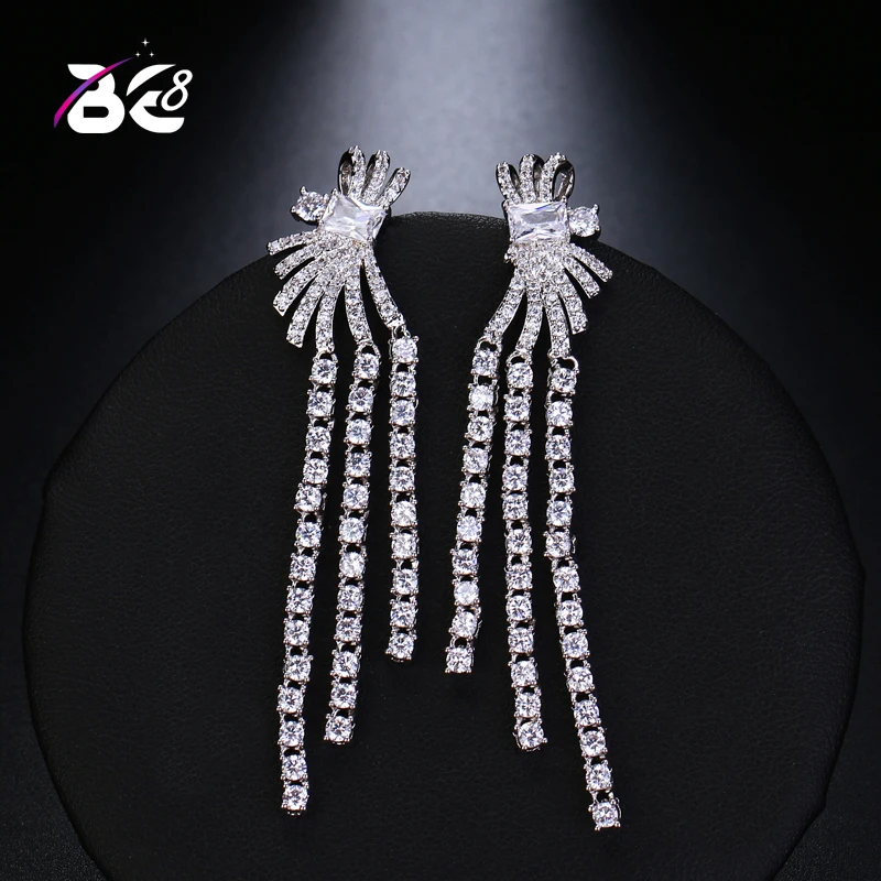 

Be 8 New Style Crystal Fashion Cubic Zirconia Bowknot Drop Earrings, Shiny Crystal Long Dangle Earrings for Women Gift E486