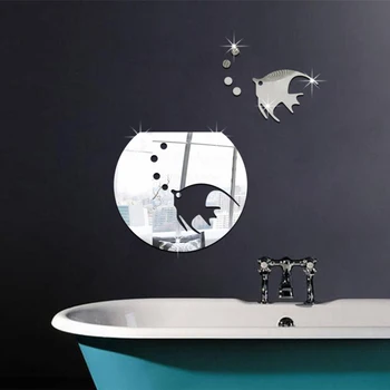 

3d Fish Tank Wall Sticker Mirror Acrylic Wall Decal for Bedroom