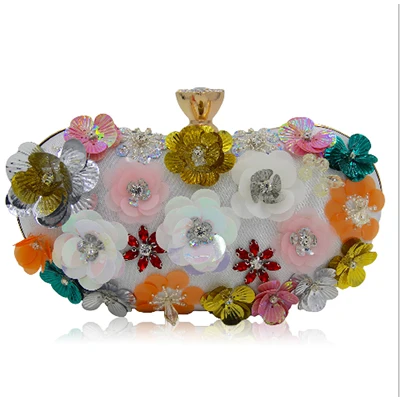 

XIYUAN BRAND Fashion Colorful Flowers Party Ladies Evening Clutch Bags Chain Women Shoulder Crossbody Bags with Luxury Pearl