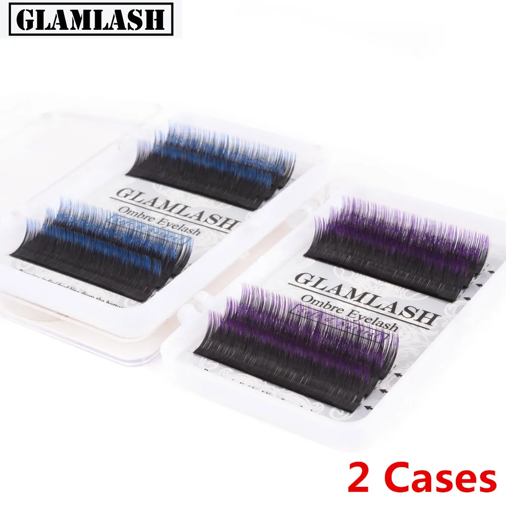 GLAMLASH 2 футляра норковые объемные ресницы Омбре шелковые накладные супер мягкие