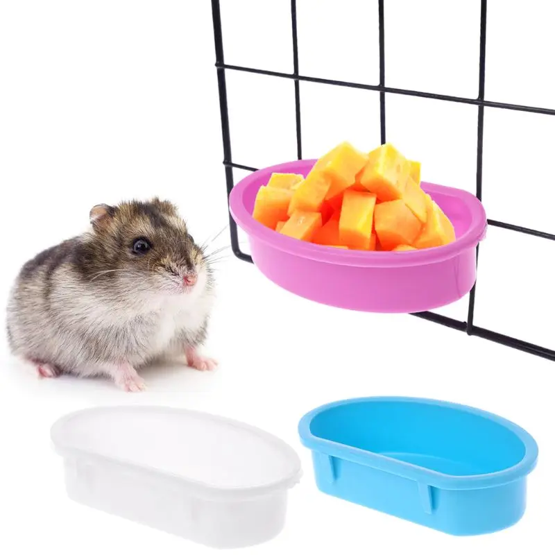 Small font b Pet b font Feeder Parrot Bird Feed Bowl Hamster Cage Hanging Drinking Food