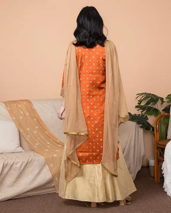 New India Fashion Woman Ethnic Styles Set Cotton India Dress Thin Costume Elegent Lady Long Top+Skirt+Scarf