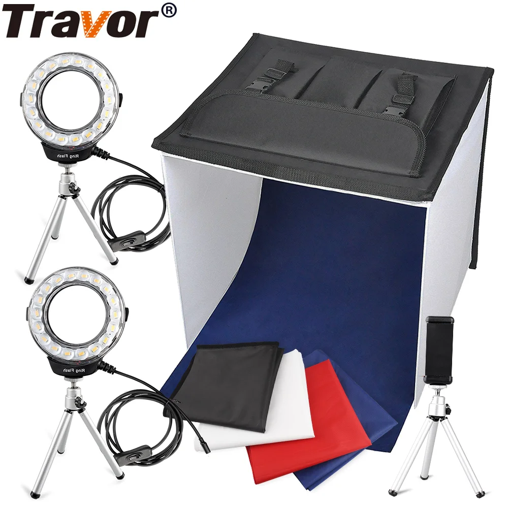 

Travor 16 inch Table Top Photo Studio Continous Lighting LED Light Shooting Tent Box Kit with Camera Tripod Cell Phone Holder