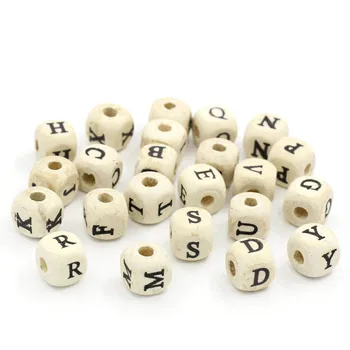 

200pcs 8mm cube white wooden letter Alphabet Spacer Loose Beads For Handmade Jewelry DIY KL129-8mm