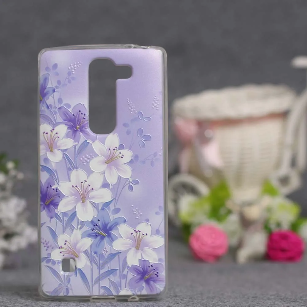 Красивый цветочный 3D рельефный Мягкий ТПУ чехол для LG Spirit 4G LTE H440Y H420 H422 H440N