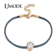 UMODE простой 1.5ct CZ Кристалл Золотой Цвет Пасьянс Веревка Цепи Браслеты для женщин Pulseira Feminina ювелирные браслеты UB0088