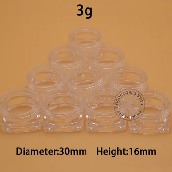 

100PCS Empty clear 3g jar cosmetic container square jar mini small transparent jar eyeliner case