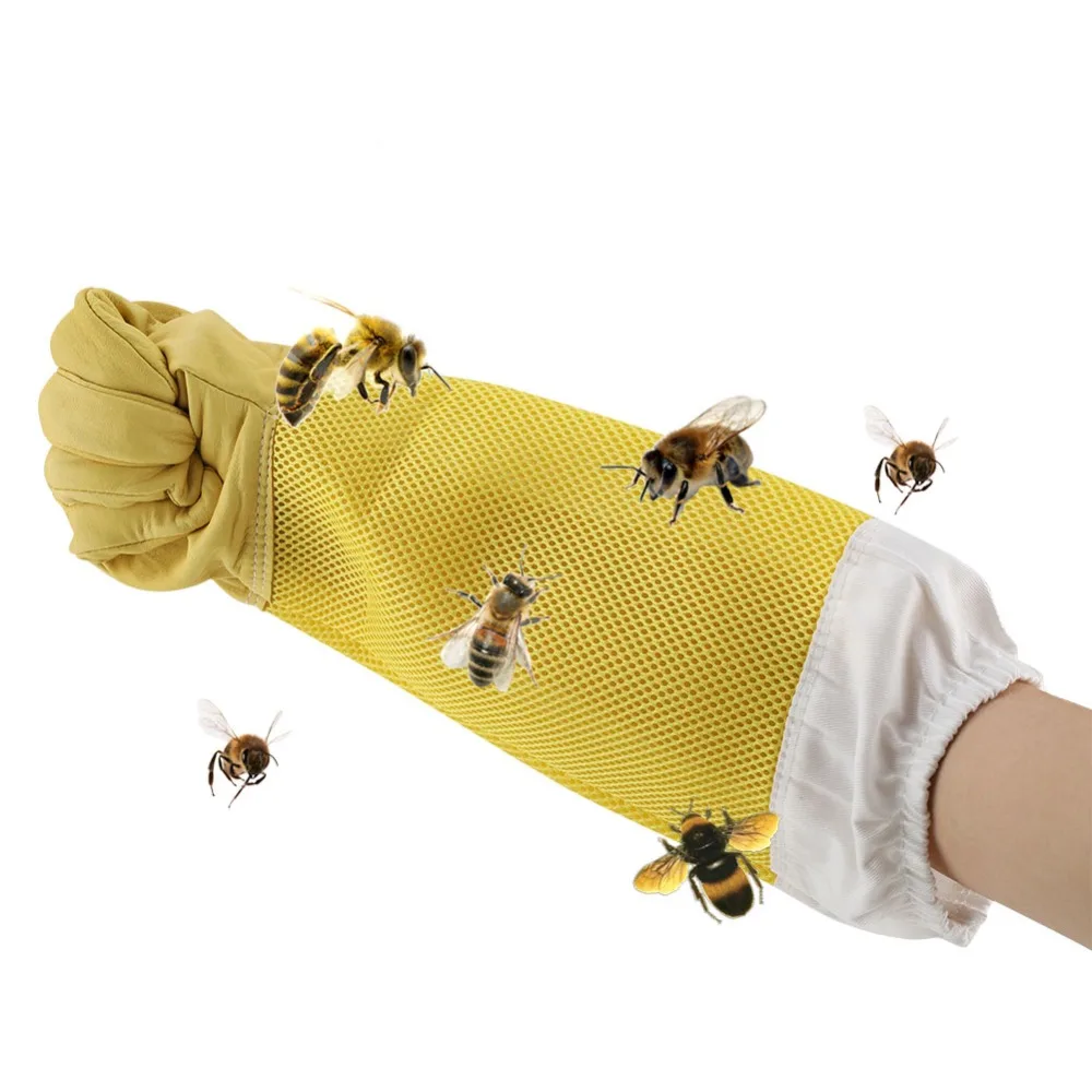 

Beekeeping Gloves A Pair of Beekeeping Protective Gloves with Vented Sleeves & Sting Resistance Bee Supplies Long Sleeve Gloves