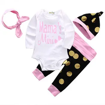 

Newborn Baby Girls Little Girl Tops Romper +Long Pants Hat Outfits Set Clothes