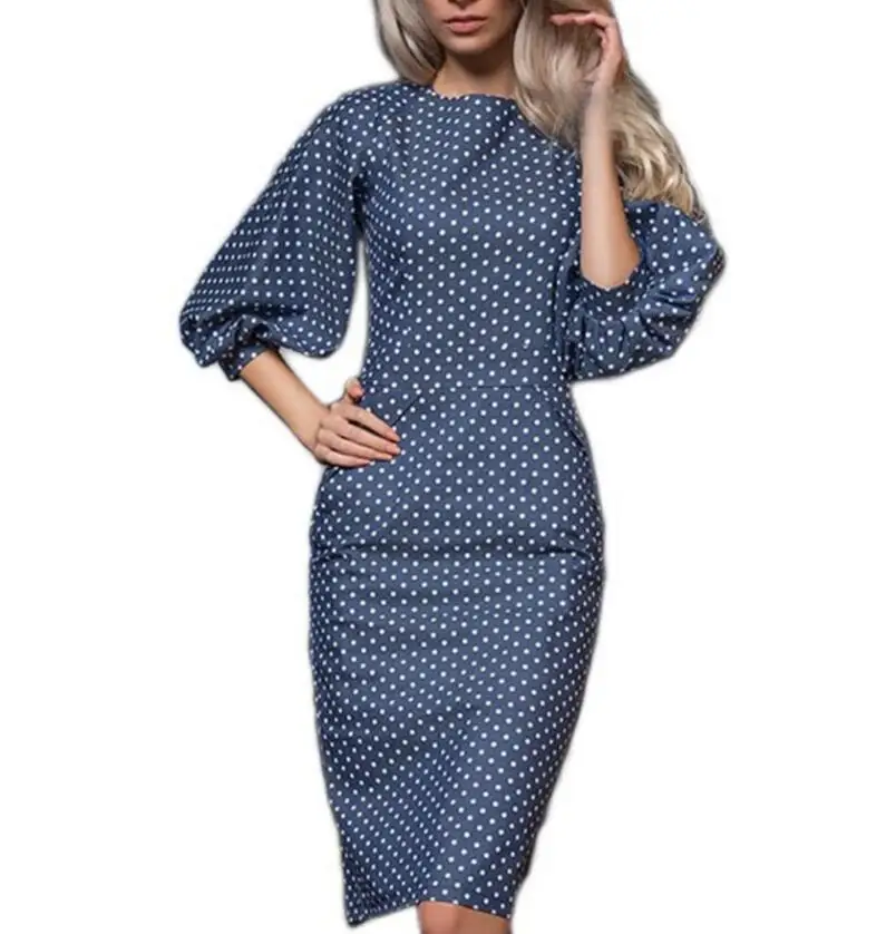 elegant round neck printed bodycon dress