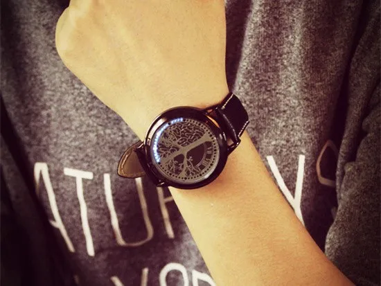 2020 Men Watches Men Led Watches Touch Screen Watch Fashion Unique Tree Pattern 60 Blue Lights Led Watch Leather reloj hombre