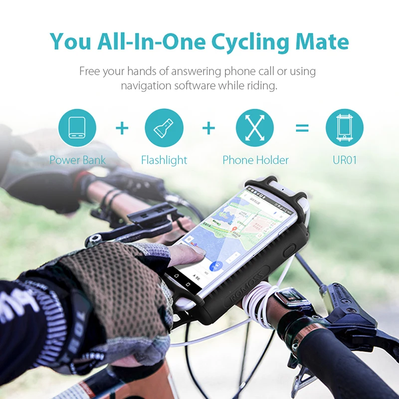 Romoss UR01 10000mAh Power Bank 2 in 1 Portable Charger With Bike Phone Mount Holder External Battery Pack For Smartphone Xiaomi Romoss UR01 10000mAh Power Bank 2 in 1 Portable Charger With Bike Phone Mount Holder External Battery Pack For Smartphone Xiaomi