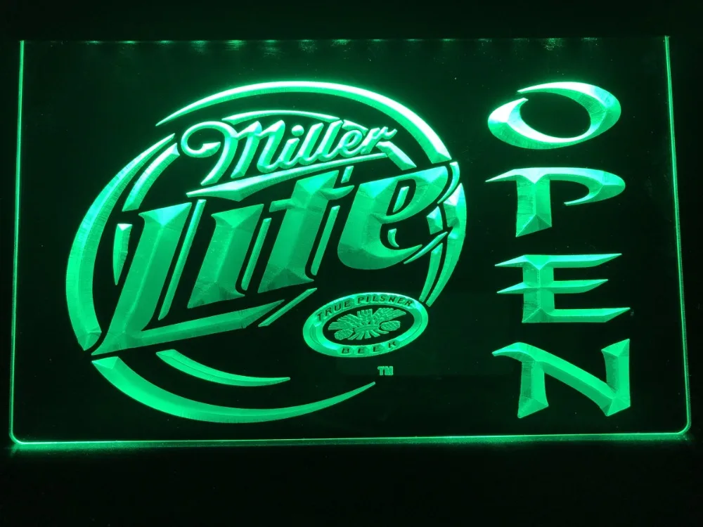 029 Miller Lite/Пиво открытый бар светодиодный неоновый светильник знак|Таблички и