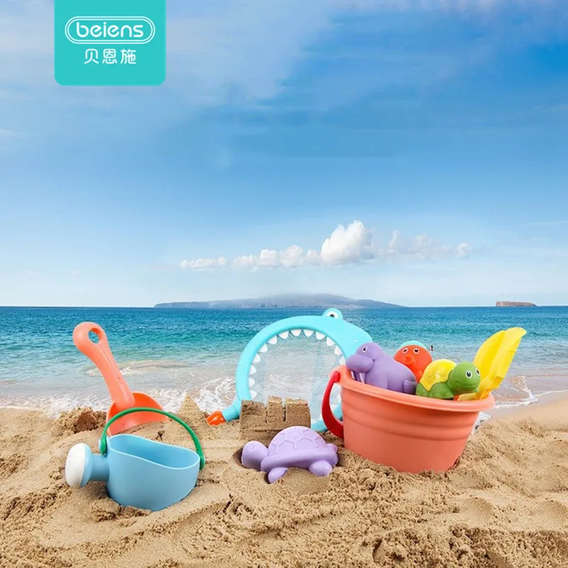 

Beiens 5-14pcs Beach Sand Toys Set Portable Animals Castle Sand Clay Mold Digging Shovel Tools Bath Water Playing Toy