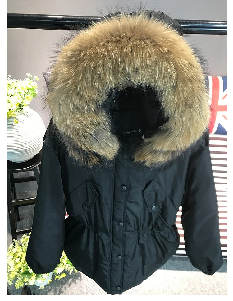 Пальто с мехом, зимнее пальто, парка для женщин, куртки с большим воротником из натурального меха енота, верхняя одежда с натуральным мехом, manteau femme hiver - Цвет: style 6