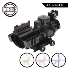 LUGER acog 4x32 Hunting Red Dot riflescope Reflex Tactical Optics Sight Scope With 20mm Dovetail Rail For airsoft air guns rifle LUGER acog 4x32 Hunting Red Dot riflescope Reflex Tactical Optics Sight Scope With 20mm Dovetail Rail For airsoft air guns rifle