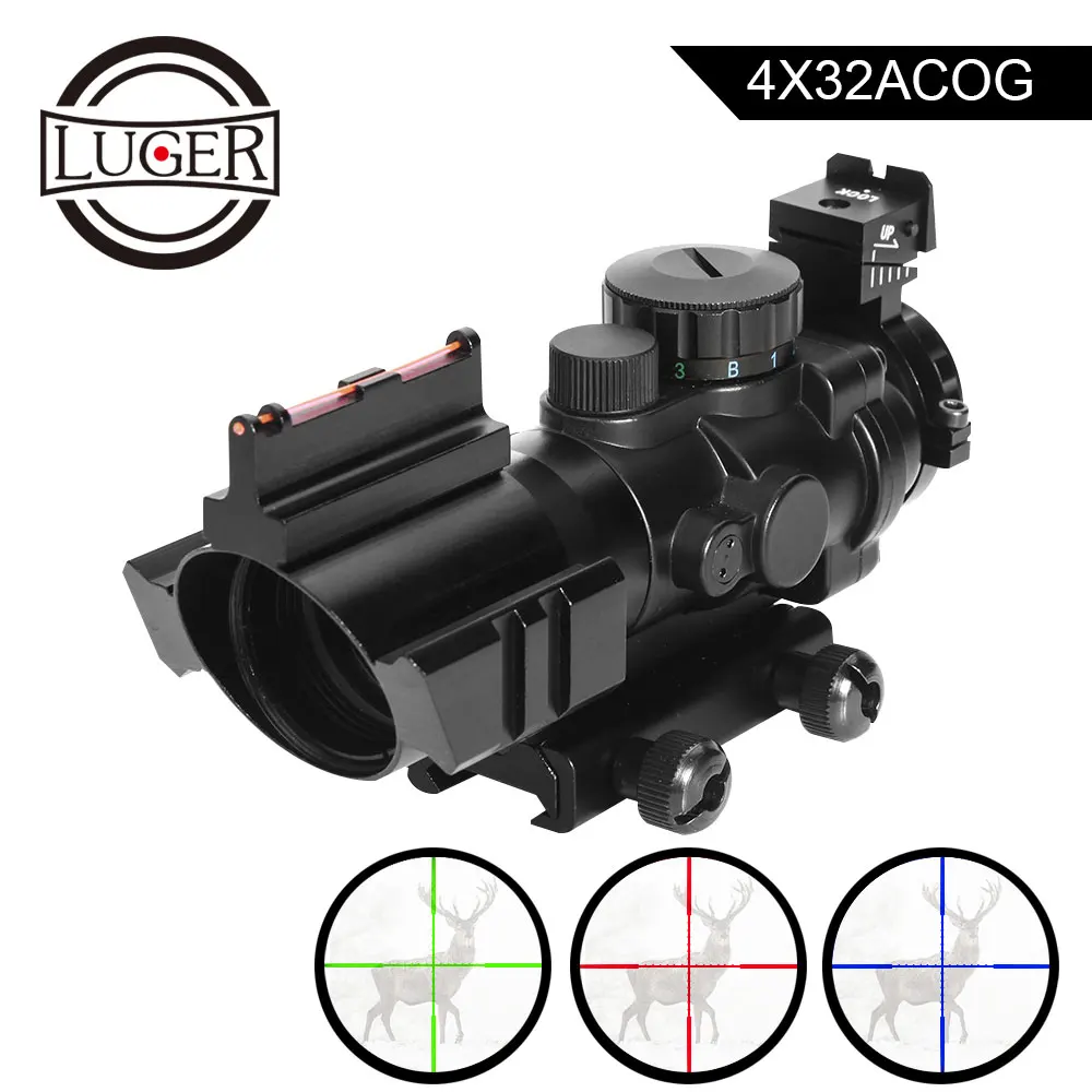 LUGER acog 4x32 красный точечный прицел рефлекторный тактический оптический с 20 мм