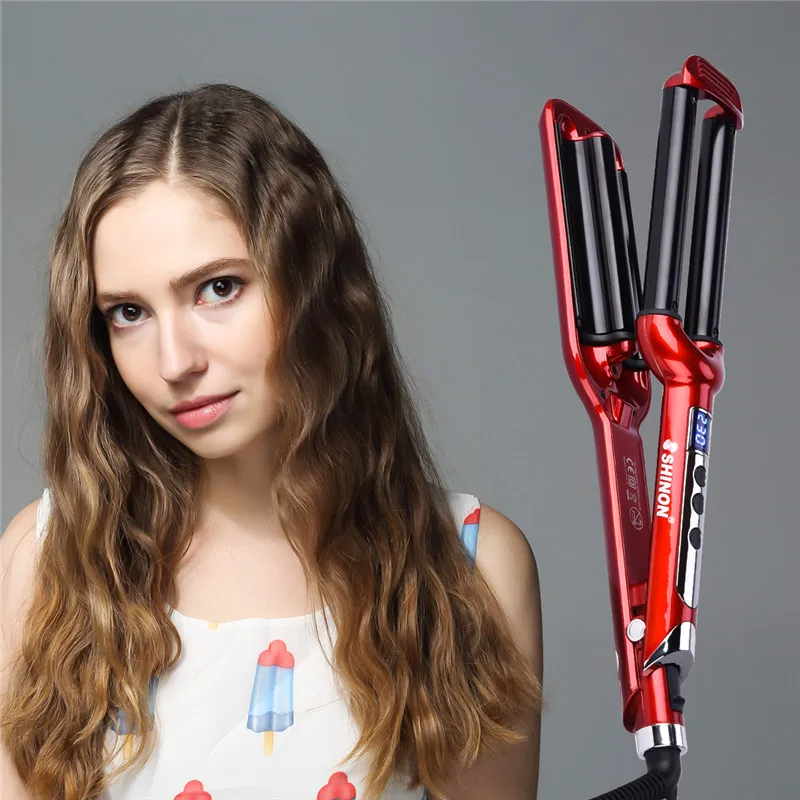 

Professional LCD Hair Curler Roller Salon Styling Tools 30mm 3 Barrels Ceramic Deep Wave Curler Hair Curling Iron Curling Wand