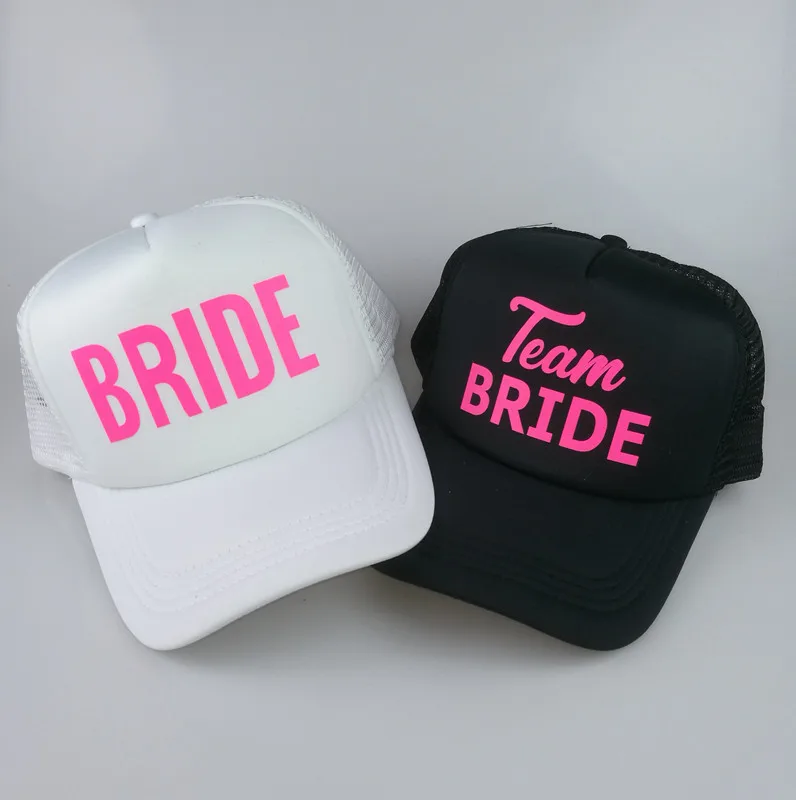 

C&Fung neon pink BRIDE TEAM BRIDE Adult Mesh Trucker Hat Cap Design Snapback Bachelorette Party Weekend Beach hats summer style