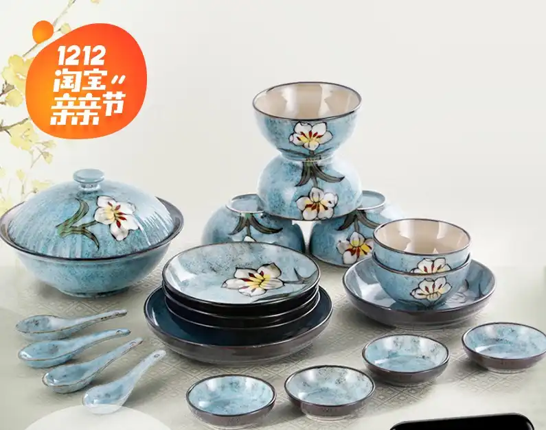 Guci 20 Korean Tableware Set Dishes Chinese Ceramic Bowls Underglaze Color Home Tableware Set Set Disheskorean Tableware Aliexpress