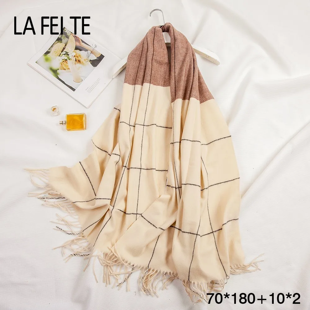 

Winter Cashmere Scarf Women Plaid Shawl Tartan Scarves Foulard Femme Crinkle Hijab Poncho Pashmina Women Scarf For Ladies 2019