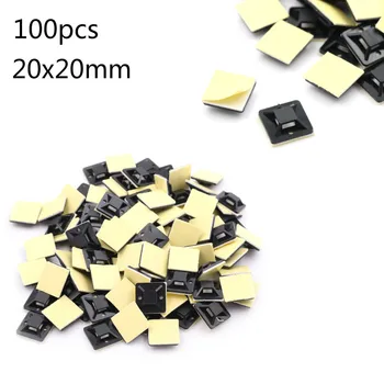 

100Pcs Black Zip Tie Car Cable Wire Removable Self Adhesive Wall Holder Mount Clip/Clamp 20 X 20 X 6mm
