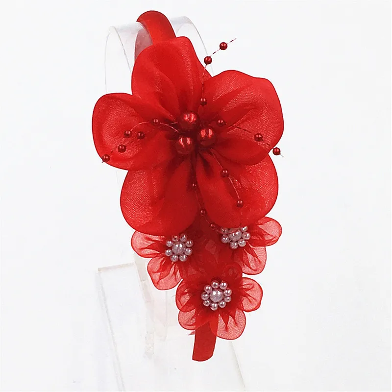

Fashion Hairband Hair Hoop Headwear Flower Lace chiffon flowers pearl flower hair band Headband girl Head hoop Hair Accessories
