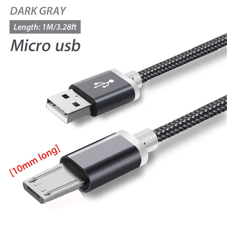 Кабель зарядного устройства микро-usb для Blackview A7/A30/A60/A50BV6000 Bv1000 S6 Oukitel C15 C13 U12 K10000/K3 Ulefone зарядки и синхронизации для зарядки - Цвет: Grey Micro usb cable