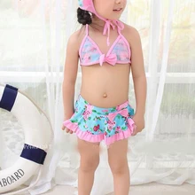 Комплект из 2 предметов, новая летняя коллекция детской одежды Swinsuit для маленьких девочек 3 предмета купальник-бикини с цветочным принтом комплект для купания, детские купальные костюмы, купальники