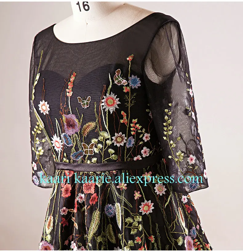 Elegant Black Plus Size Evening Dresses Long 2019 Scoop Half Sleeve Embroidery Evening Party Gowns woman Formal Evening Dress Elegant Black Plus Size Evening Dresses Long 2019 Scoop Half Sleeve Embroidery Evening Party Gowns woman Formal Evening Dress