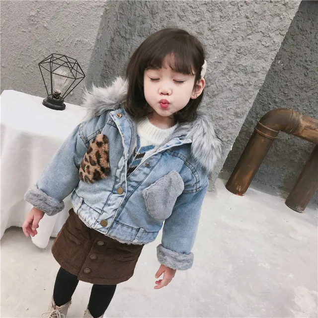 baby boy denim jacket with fur