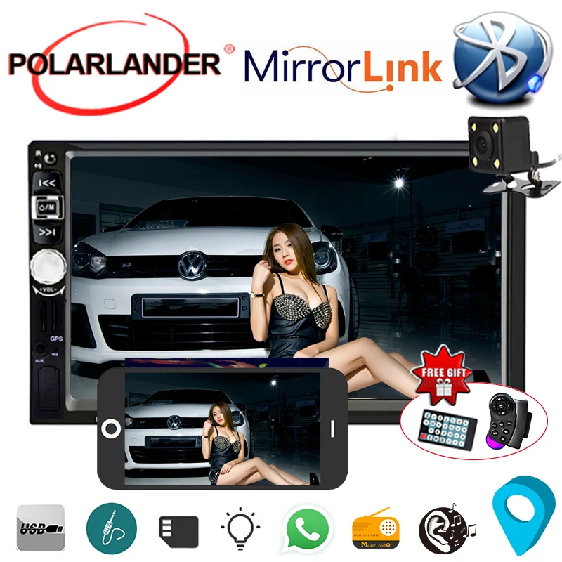 Новинка 2018 с камерой заднего вида/DVR 2 Din Mirror Link 7 ''Автомагнитола Bluetooth MP4 MP5 плеер