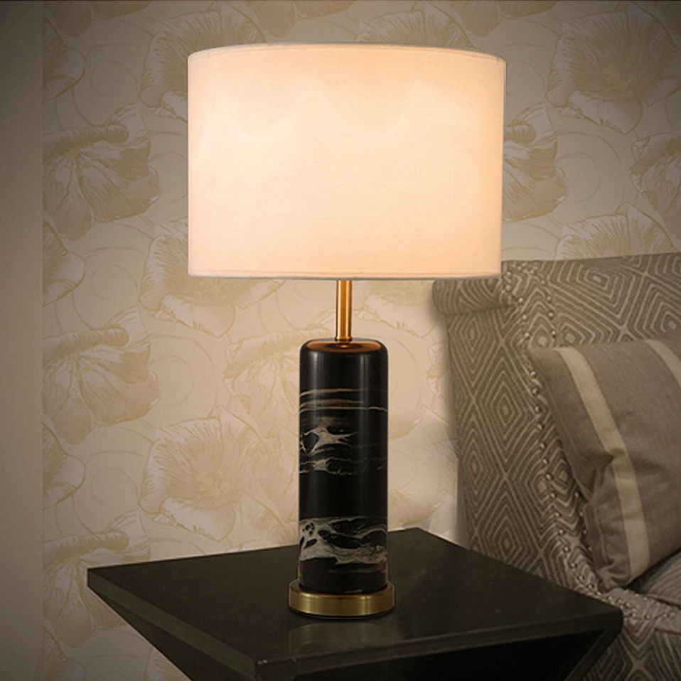 

led e27 Nordic Iron Fabric Marble LED Lamp.LED Light.Table Lamp. Desk Lamp.LED Desk Lamp For Bedroom Foyer
