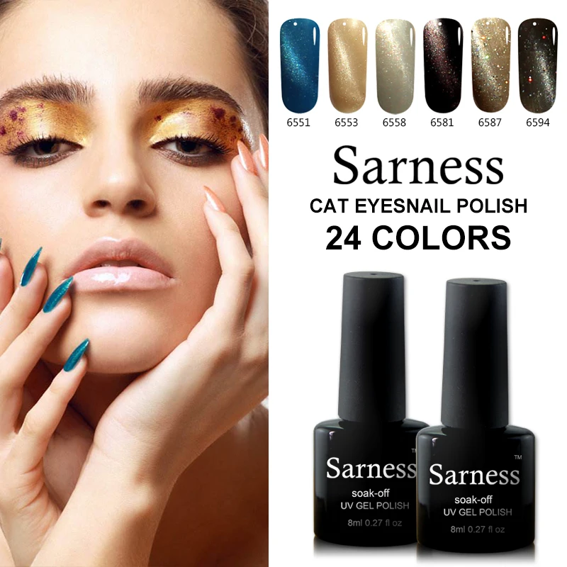

Sarness 3D Magnetic Cat Eye Nail Art Colorful Gel Nail Polish Soak Off UV Gel Varnish Long Lasting Glitter UV Gel Lucky Manicure
