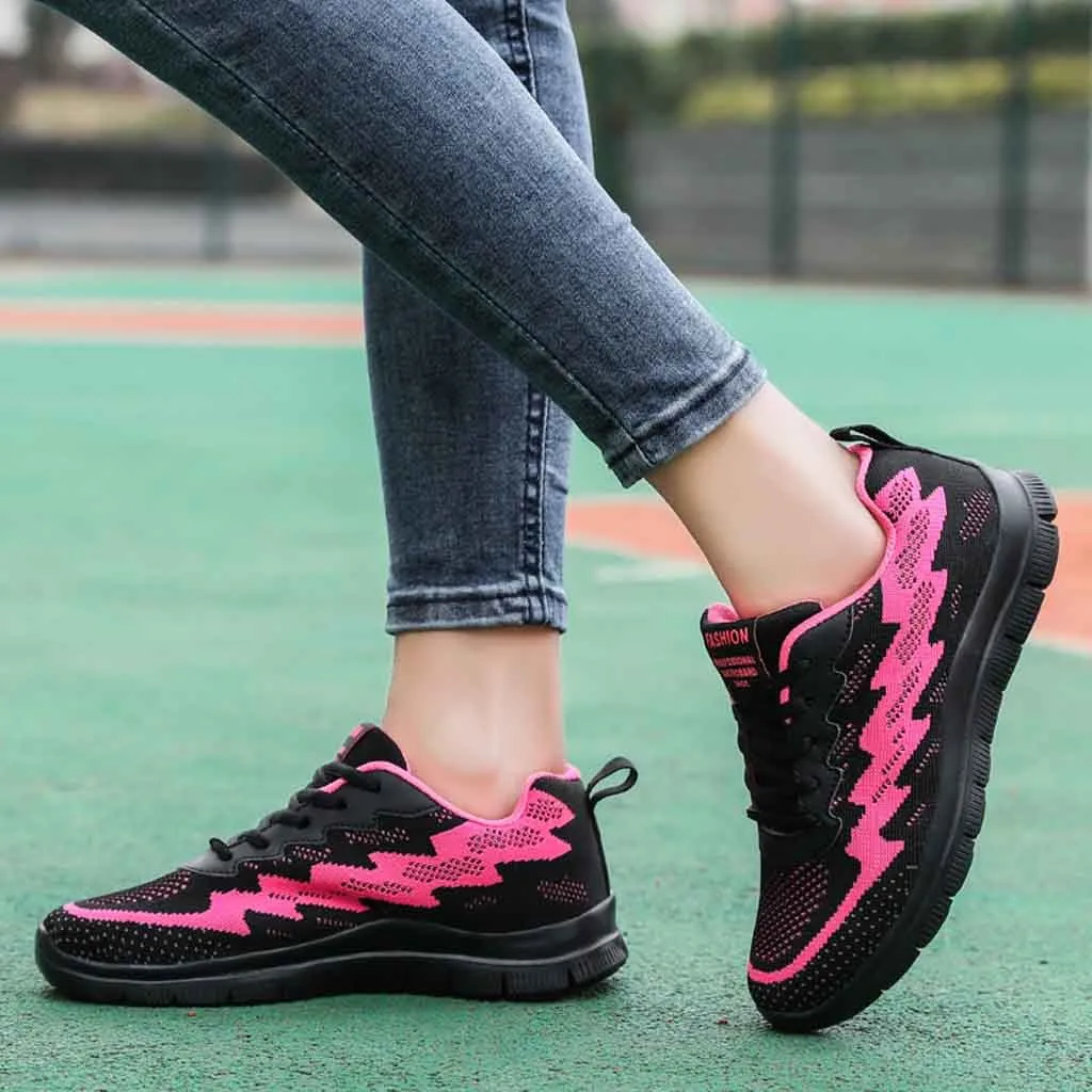 MUQGEW new Fashion Flying Weaving Casual Shoe for woman patchwork Outdoor Walking Flats Sports Shoes lace-up sweet woman sneaker