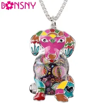 Bonsny Maxi Statement Metal Alloy Enamel Labrador Dog Necklace Chain Collar Choker Pendant 2016 Fashion New Enamel Jewelry Women
