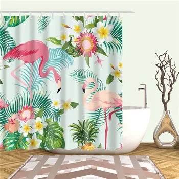 

Animals Flamingo Nordic Pictures Waterproof Shower Curtains In The Bathroom 3d Prints Polyester Bath Screen Home Decor
