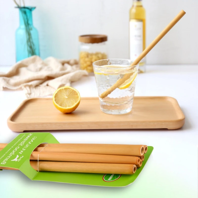 

1Pcs drinking Organic Bamboo straw Party Birthday Wedding Biodegradable Wood Straws Tableware