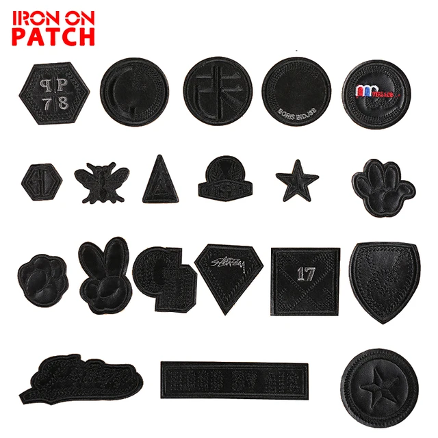 1PC Iron On Patch DIY Embroidered Patch Black Small Stickers Biker Badge On  Backpack Iron Patches