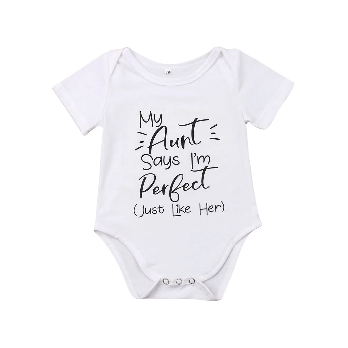 

Pudcoco 2019 Summer Newborn Baby Boy Unisex MY AUNT SAYS I'M PERFECT Print Cotton Letters Bodysuit Casual Shirt Tops